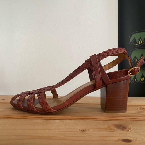 Sezane Natacha Heeled Sandals Woven Heritage Chocolate Brown - Picture 7 of 16